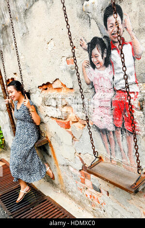 Georgetown Penang Wand Wandbild Streetart Stockfoto