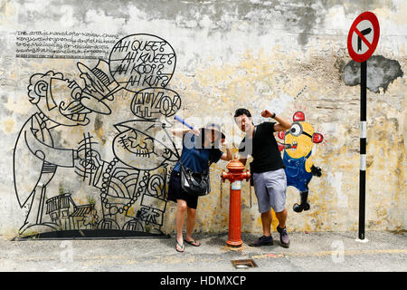 Georgetown Penang Wand Wandbild Streetart Stockfoto