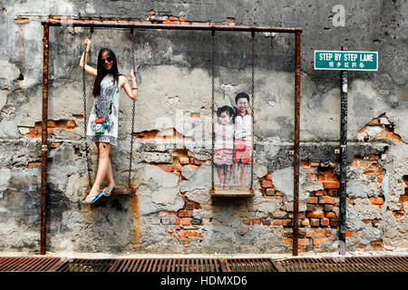 Georgetown Penang Wand Wandbild Streetart Stockfoto