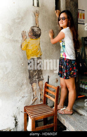 Georgetown Penang Wand Wandbild Streetart Stockfoto