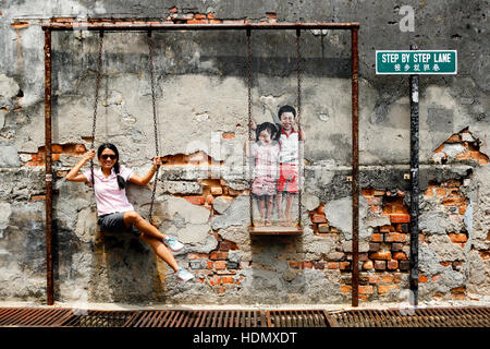 Georgetown Penang Wand Wandbild Streetart Stockfoto