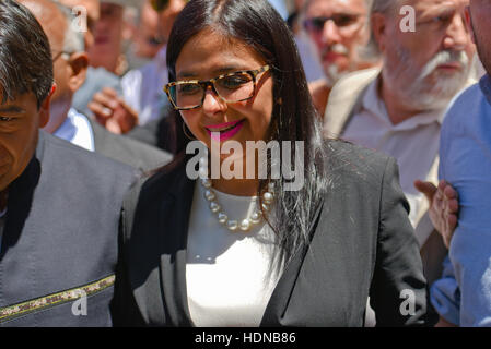 Buenos Aires, Argentinien. 14. Dezember 2016. Minister für auswärtige Angelegenheiten von Venezuela Metropolen Rodriguez vom argentinischen Ministry of Foreign Relations während eines Treffens der Minister des gemeinsamen Marktes des Südens (Mercosur) wo Venezuela nicht eingeladen wurde. Bildnachweis: Anton Velikzhanin/Alamy Live-Nachrichten Stockfoto