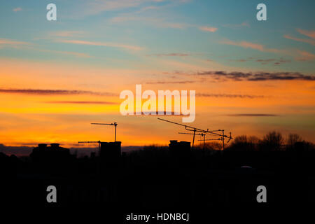 London, UK. 14. Dezember 2016. Eine goldene Winter Sonnenuntergang über Nord-London. Bildnachweis: Dinendra Haria/Alamy Live-Nachrichten Stockfoto