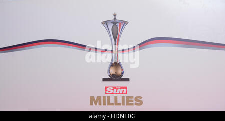 London, UK. 14. Dezember 2016. Logo der Millies in Gildehaus am 14. Dezember 2016, London, England. Bildnachweis: Das Foto Zugang/Alamy Live-Nachrichten Stockfoto