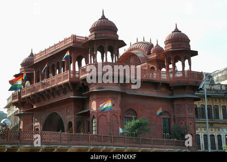 Rote Tempel oder Nasiyan Jain Temple View. Prithivi Raj Marg nahe Mahaveer Kreis in der Mitte der Stadt Ajmer, Rajasthan Indien liegt. Stockfoto