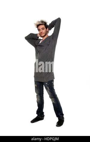 stilvolle Jüngling Porträt isoliert auf weißem Hintergrund Stockfoto