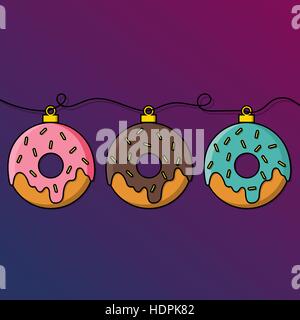 Donut Dekoration für den Weihnachtsbaum. Flaches Design-Vektor-Illustration. Stock Vektor