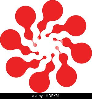 Abstrakt Kreis Logo. Ungewöhnliche Runde isolierte Chem Logo. Virus-Symbol. Rote Sonne. Symbolblume. Spiral-Zeichen. Vektor-Illustration. Stock Vektor