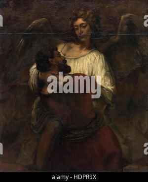Rembrandt van Rijn (1606-1669), Jacob ringt mit dem Engel, ca. 1659/60. Jakob Ringt Mit Dem Engel. Stockfoto