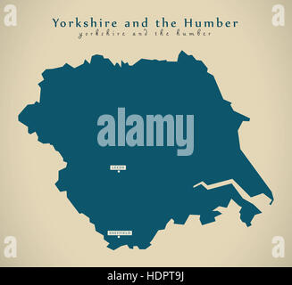 Moderne Karte - Yorkshire und Humber UK England Illustration Stockfoto
