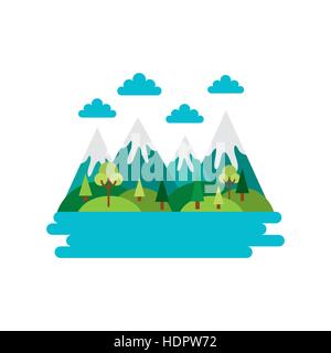 Berge Landschaft Symbol auf weißem Hintergrund. farbenfrohes Design. Vektor-illustration Stock Vektor