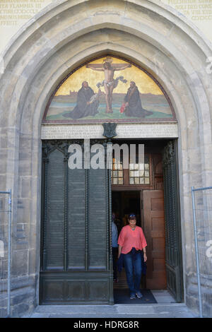 Thesentuer, Schlosskirche, Lutherstadt Wittenberg, Sachsen-Anhalt, Deutschland Stockfoto