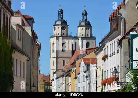 Historischer Stadtkern, Stadtkirche Sankt Marien, Lutherstadt Wittenberg, Sachsen-Anhalt, Deutschland Stockfoto