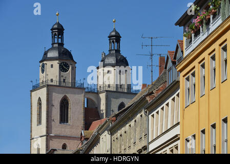 Historischer Stadtkern, Stadtkirche Sankt Marien, Lutherstadt Wittenberg, Sachsen-Anhalt, Deutschland Stockfoto