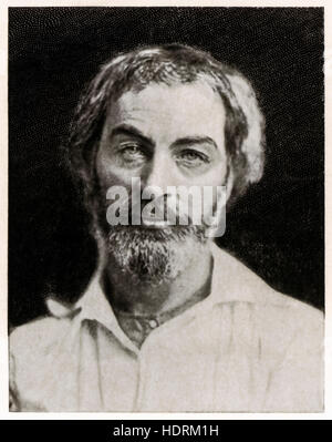 Walt Whitman (1819 – 1892), amerikanischer Dichter und Humanist etwa zur Zeit He Selbstverlag seine Gedichtsammlung "Blätter des Grases".  Im Alter von 36, aus eine Daguerreotypie von Gabriel Harrison in 1854, wenn genommen. Stockfoto
