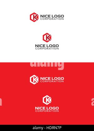 k Sechseck Logo, rote Farbe, moderne Konstruktion Logo Stock Vektor