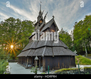 Fantoft-Stabkirche. Bergen, Norwegen. Stockfoto