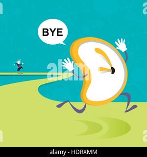 Vector Illustration Konzept der Zeit und Gezeiten warten kein Mensch Stock Vektor