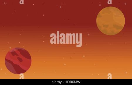 Raum der Planeten am Himmel Landschaft Stock Vektor