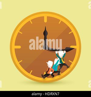 Vector Illustration Konzept der Geschäftsmann versuchen, die Zeit anzuhalten Stock Vektor