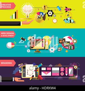 Satz von flachen Design-Konzepte für den kreativen Prozess, Web-Design und Entwicklung und branding. für Web-Banner und gedruckten Materialien verwendet Stock Vektor