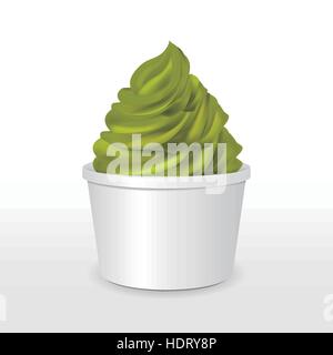 leere Pappbecher mit Matcha-Eis isoliert auf weißem Hintergrund Stock Vektor