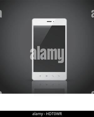 Smartphone mit leeren Bildschirm auf schwarzem Hintergrund Stock Vektor
