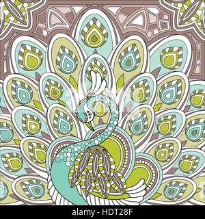 elegante Pfau Malvorlagen in exquisitem Stil Stock Vektor