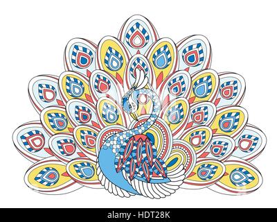 elegante Pfau Malvorlagen in exquisitem Stil Stock Vektor