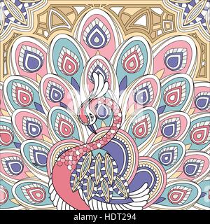 elegante Pfau Malvorlagen in exquisitem Stil Stock Vektor