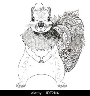 entzückenden Eichhörnchen Malvorlagen in exquisiten Linie Stock Vektor