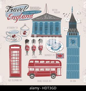Reisekonzept von England in schönen flachen Stil Stock Vektor