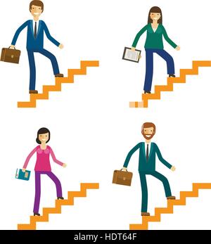 Wirtschaft und Bildung Symbole festgelegt. Entwicklung bzw. Motivation Konzept. Vektor-Illustration isoliert auf weißem Hintergrund Stock Vektor