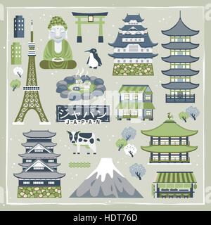 schöne Japan reisen Sammlungen - Japan in japanischen Wörtern Stock Vektor