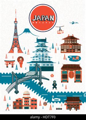 exquisite Japan Poster-Design - willkommen nach Japan reisen in japanischen Wörtern Stock Vektor