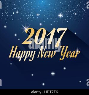 Frohes neues Jahr 2017 Grußkarte leuchtenden blauen Hintergrund Stock Vektor