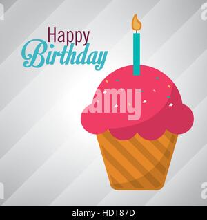 alles Gute zum Geburtstag Rosa Kuchen Kerze Stock Vektor