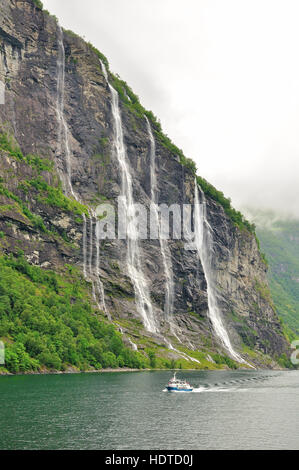 7 Schwestern Geiranger Fjord-Norwegen Stockfoto