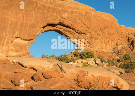 Naturale, Süd-Fenster, Arches-Nationalpark, Utah, USA Stockfoto