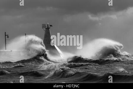 Starke Winde Peitsche Lake Erie von der ruhigen Süßwassersee in einen Kessel mit Brandung und Wellen, die manchmal 30 oben können '. Stockfoto