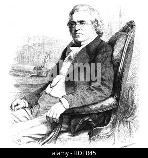 Englische Schriftsteller WILLIAM MAKEPEACE THACKERAY (1811-1863) in einem Kupferstich von 1855 Stockfoto