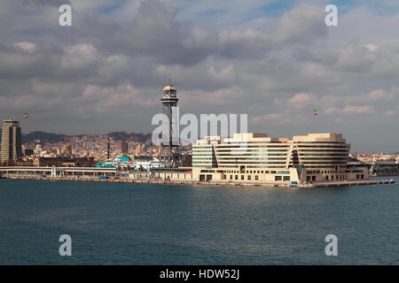 Seilbahn auf die Stadt. Barcelona, Spanien Stockfoto