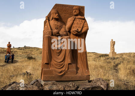 Armenische Alphabet Denkmal; Aparan, Provinz Aragatsotn, Armenien Stockfoto