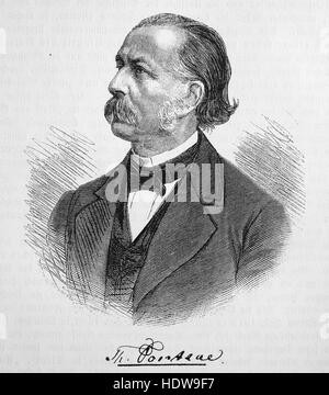 Theodor Fontane, 1819-1898, ein deutscher Schriftsteller und Dichter, Holzschnitt aus dem Jahr 1880 Stockfoto
