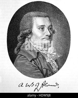 August Wilhelm Iffland, 1759-1814, ein deutscher Schauspieler und Dramatiker, Holzschnitt aus dem Jahr 1880 Stockfoto