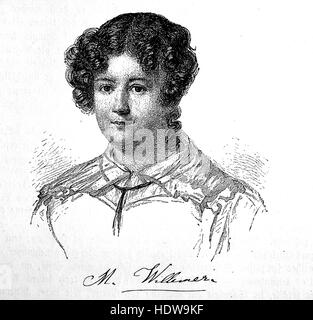 Marianne von Willemer, 1784-1860, wahrscheinlich als Marianne Pirngruber, auch bekannt als Marianne Jung, österreichische Schauspielerin und Tänzerin, Holzschnitt aus dem Jahr 1880 geboren Stockfoto