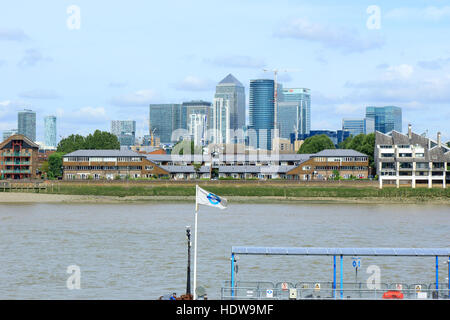 Ein Blick auf Londons Finanzviertel von Greenwich Stockfoto