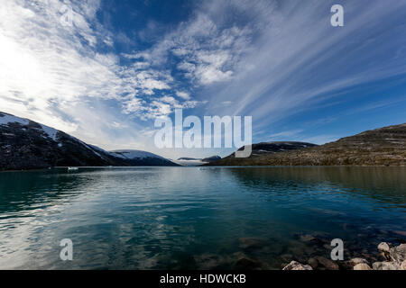 Styggevatnet ist ein Gletschersee vom Gletscher Jostedalsbreen, Glanz, Sogn Og Fjordane, Norwegen Stockfoto