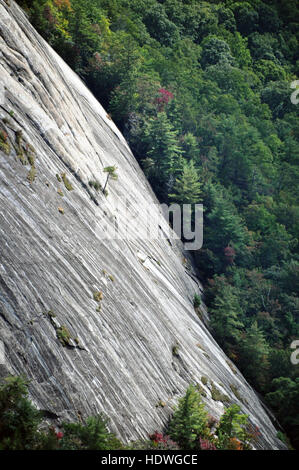 Exponierten Felsen hängen Whitesides Berg, Macon County, North Carolina, USA Stockfoto