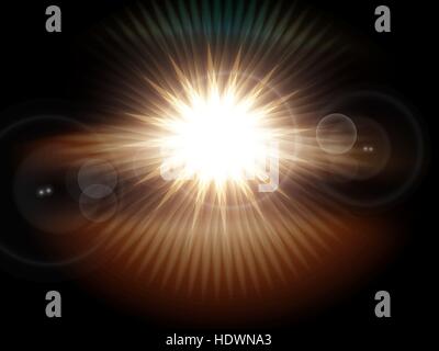 Schöne glühende Sterne mit Objektiv flare Hintergrund. Vektor-Illustration Stock Vektor